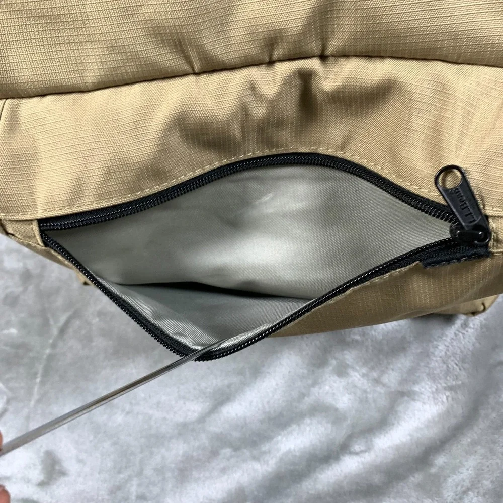 LL Bean Crossbody Messenger Bag Tan Black Satchel Travel Diaper Ripstop Nylon
